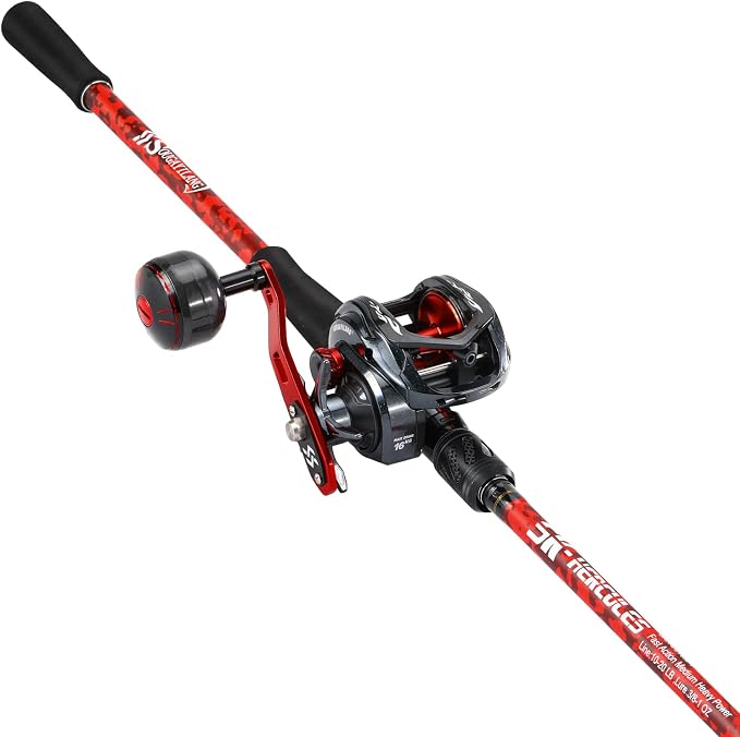 Sougayilang Baitcaster Rod Reel Combo, 2-Piece Fishing Rod with 400 Size Casting Reel, Aluminum Reel Seat for Musky Fishing