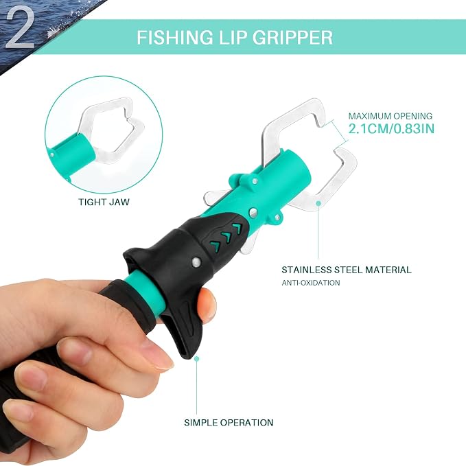 mouhike Fishing Tool Kit Fishing Pliers, Fish Lip Gripper, Fishing Hook Remover, Handheld Digital Fishing Scale, Ice Fly Fish Pliers Fishing Gear Accessories Fishermen Gift (Battery Not Included)