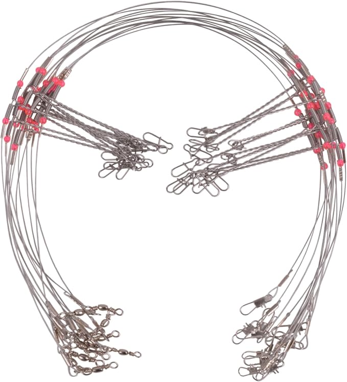 Fishing Leaders, Stainless Steel Fishing Wire Saltwater Tackle Rig with Swivels Snap Beads for Lures Bait Hooks High Strength Fishing Leader Wire Gear Equipment 2 Arms 3 Arms