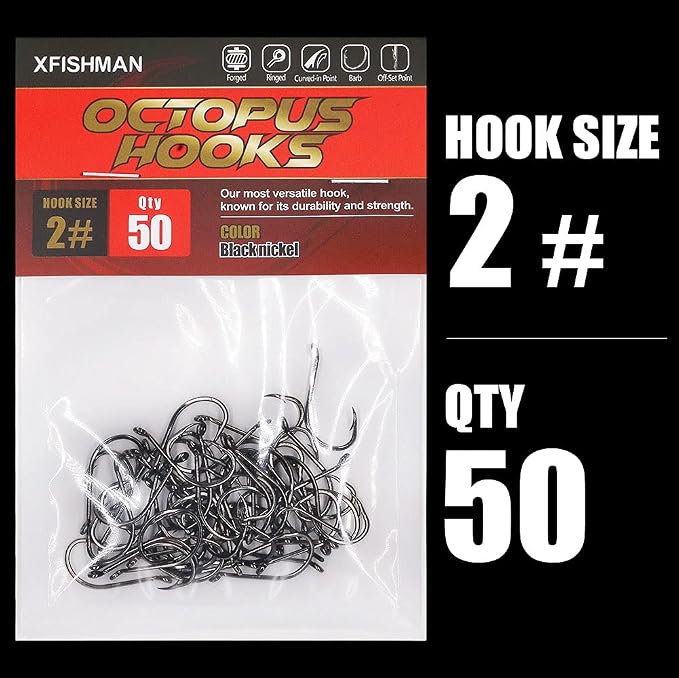 Octopus-Hook-Fishing-Beak-Circle-Hooks-Freshwater-Red-Black-100-50 Pack