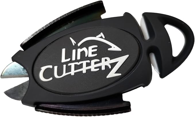 LINE CUTTERZ Patented Dual Hybrid Ceramic Cutter + Stainless Steel Micro Scissors Fishing Line Snipper - Black