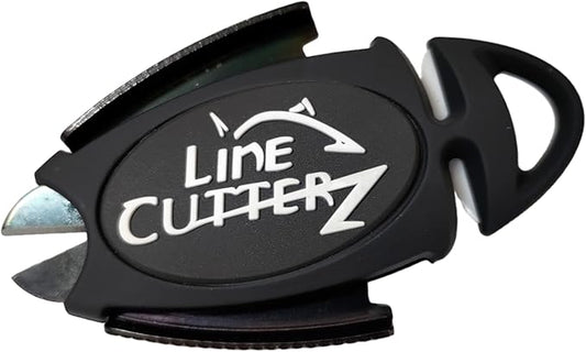 LINE CUTTERZ Patented Dual Hybrid Ceramic Cutter + Stainless Steel Micro Scissors Fishing Line Snipper - Black