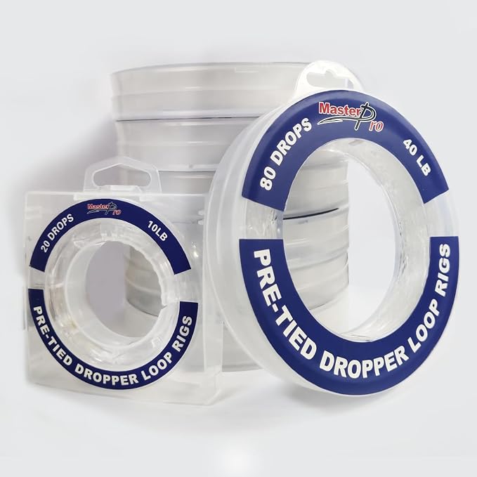 MASTERPRO Pre-Tied Dropper Loop Rigs, Fishing Line Spool 10LB 15LB 20LB 30LB 40LB 50LB 60LB 80LB 100LB, Suitable for Saltwater Freshwater Fishing
