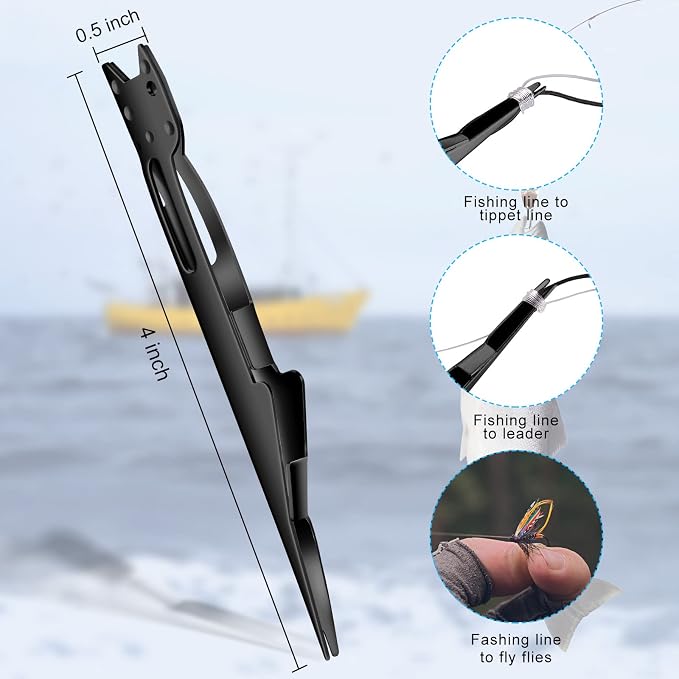 Fishing Nail Knot Tying Tool, Tie Quick Knot Tyer for Hooks, Lures and Lines, Fly Fishing Angler Accessories(Black)