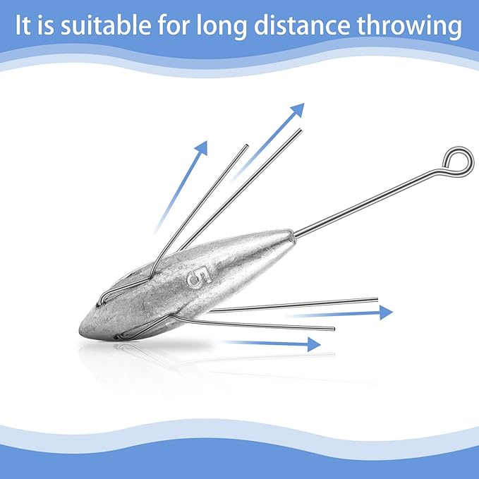 Sotiff 5 Pcs Sputnik Sinker Surf Fishing Weights Fishing Equipment Long Tail Surfing Surf Casting Sinkers Spider Weights for Catfish Near Sea Ocean Ship Breakwater Large River Beach Man Gift