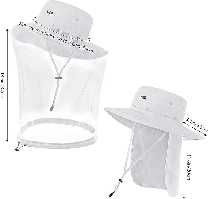 BASSDASH UPF 50+ Mosquito Sun Hat with Hidden Head Net and Neck Flap for Men Women Outdoor Fishing Hiking Camping