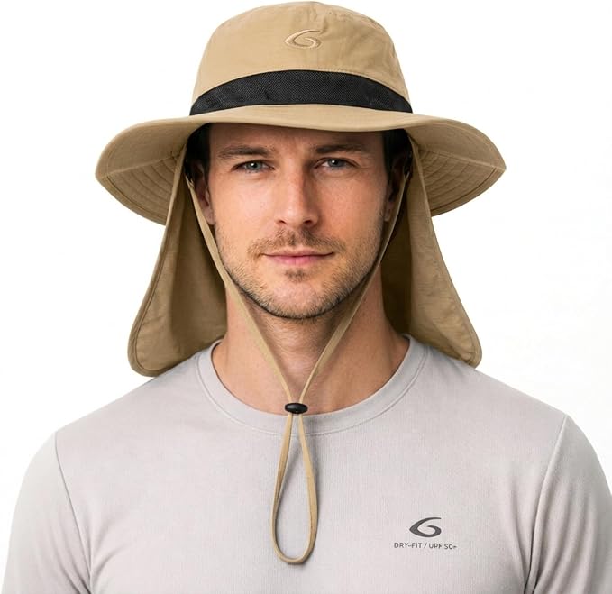 UVCoolix™ Cooling Sun Hat with Neck Flap,UPF 50+ Wide Brim UV Protection Boonie for Hot Outdoor Days