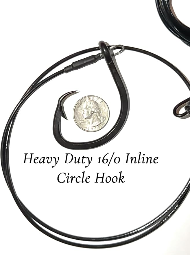 Titan Tamer 15ft Heavy Duty Shark Rig – 16/0 Inline Circle Hook, 400lb Monofilament Shock Leader for Surf & Land-Based Shark Fishing