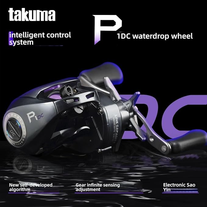 Electronic Brake baitcasting Reel Takuma P1DC Electronic Intelligent Brake Baitcasting, Self-Powered with Gear Infinite Sensing Adjustment, Digital Control smart Lure Fishing Lure Reel