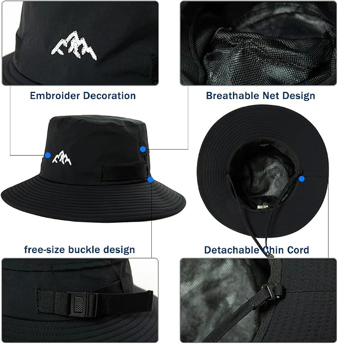 TOP-EX L/XL/XXL UV50+ Waterproof Bucket Sun Hat for Fishing Golf Hiking All-Weather Outdoor Rain Hat Stiff Brim