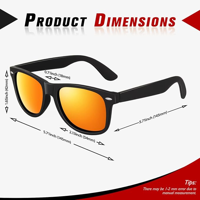 Sunier Polarized Sunglasses for Men and Women, Retro Square Matte Finish UV400 Protection Shades for Driving, Fishing