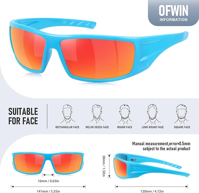 Polarized Sports Sunglasses for Men Women Unbreakable Frame Cycling Fishing Wrap Around Sunglasses UV400 Protection
