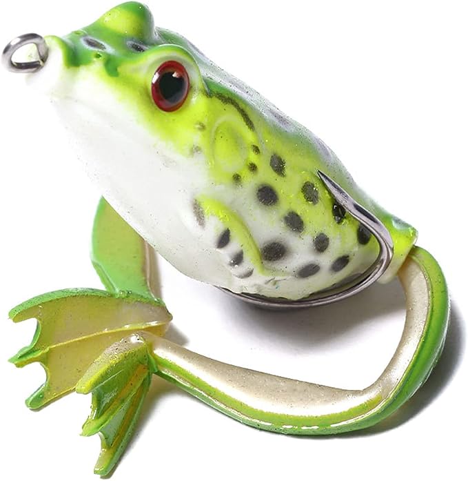 Frog Lure, Topwater Fishing Lures, Frog Lures for Bass Fishing, Top Water Frog Soft Swimbaits with Weedless Fishing Lures for Bass Trout Pike Snakehead,5pcs with Box