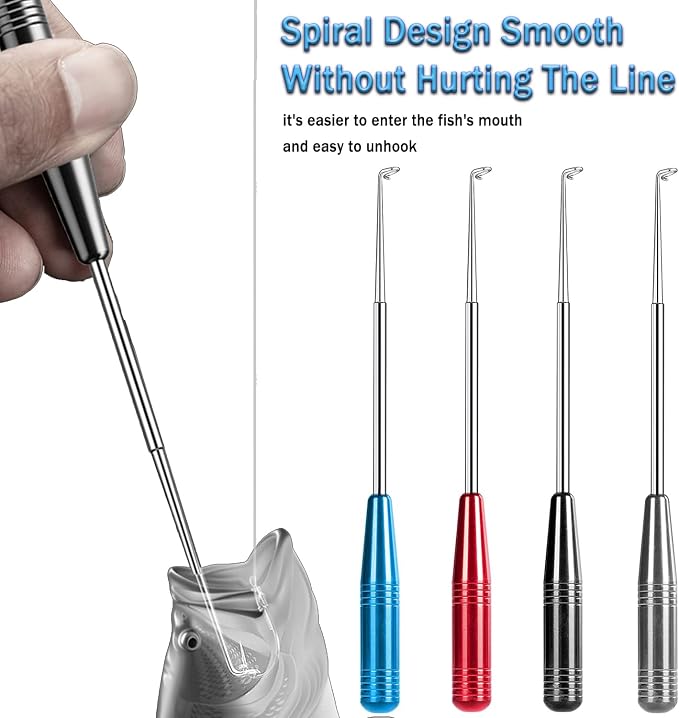 Fish Hook Remover Tool, Fishing Hook Quick Removal Descending Device, Fishing Gear Security Equipment Kits for Adult, Hook Extractor Accessories Detacher Tools with 4PCS Storage Tube