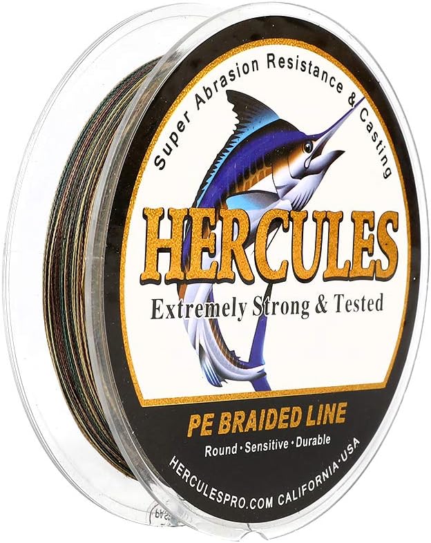 HERCULES Cost-Effective Super Strong 4 Strands Braided Fishing Line 6LB to 100LB Test for Salt-Water, 109/328 / 547/1094 Yards (100M / 300M / 500M / 1000M), Diam# 0.08MM - 0.55MM, Hi-Grade