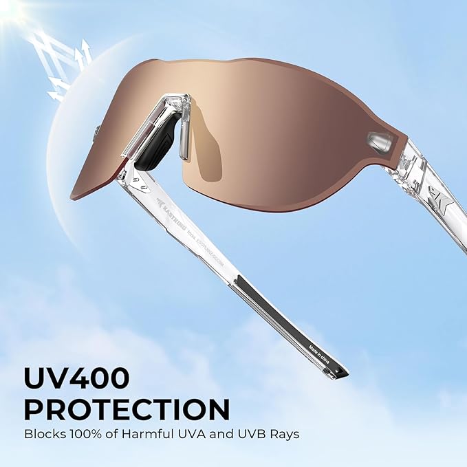 KastKing Nizini Polarized Sports Fishing Sunglasses, With PuriVex Protective Lens Coating, Rimless Wrap Design, Men Women