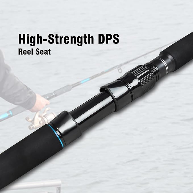 Fiblink 4-Piece 7-Feet Carbon Fiber Boat Fishing Rod Spinning Travel Portable Rod Tournament Fishing Pole for Fresh & Saltwater