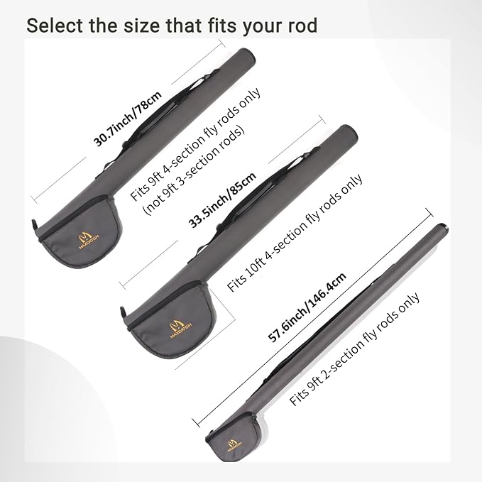 M MAXIMUMCATCH Maxcatch Fly Fishing Rod Case with Reel Pouch, Complete Rod Protection Bag, For 9FT 2 Pieces/ 4 Pieces Rod, Single (Gray, 10' 4sec)