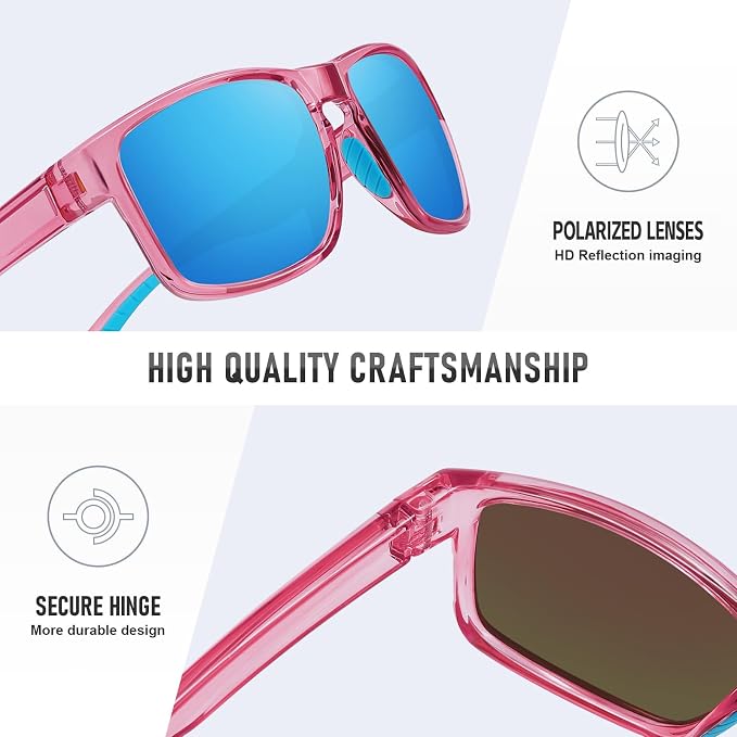 Sports Polarized Sunglasses for Men Women UV Protection Unbreakable Driving Running Fishing Hiking Sun Glasses