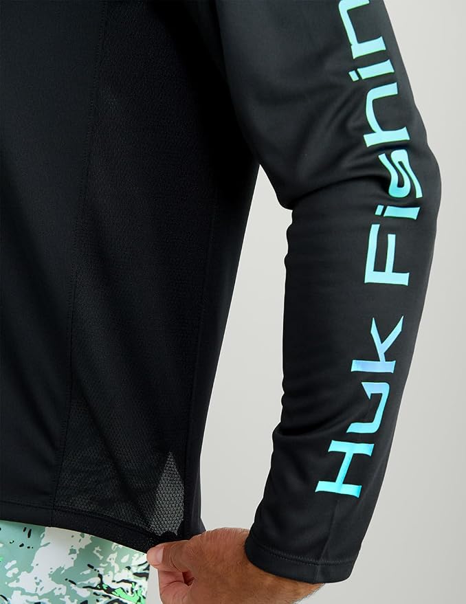 HUK Mens Pursuit Vented Long Sleeve Hoodie, Fishing Shirt with Hood