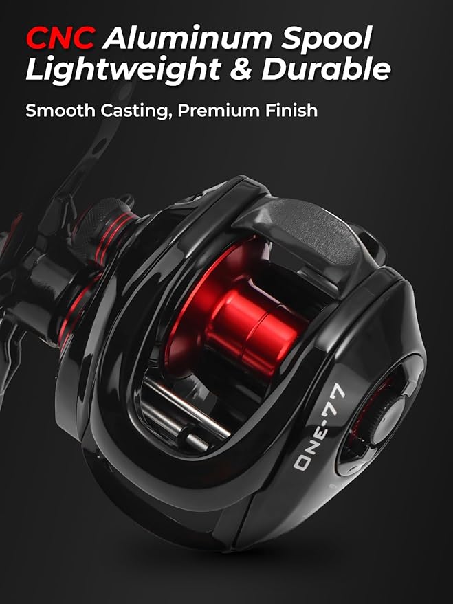 Jenseits Baitcasting Reel 7.3:1 High Speed Bass Baitcaster, Drag Clicker Version, Low Profile Casting Reel with 7+1 Bearings, 17.6LB Drag Magnetic Brake System