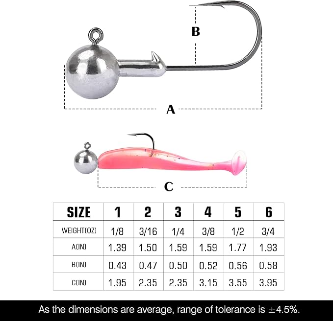 Atibin Barb Saltwater Jig Head Hook Bass Freshwater Jigs Hook Lead Round Ball Fishing Jig Lead Tackle Sharp