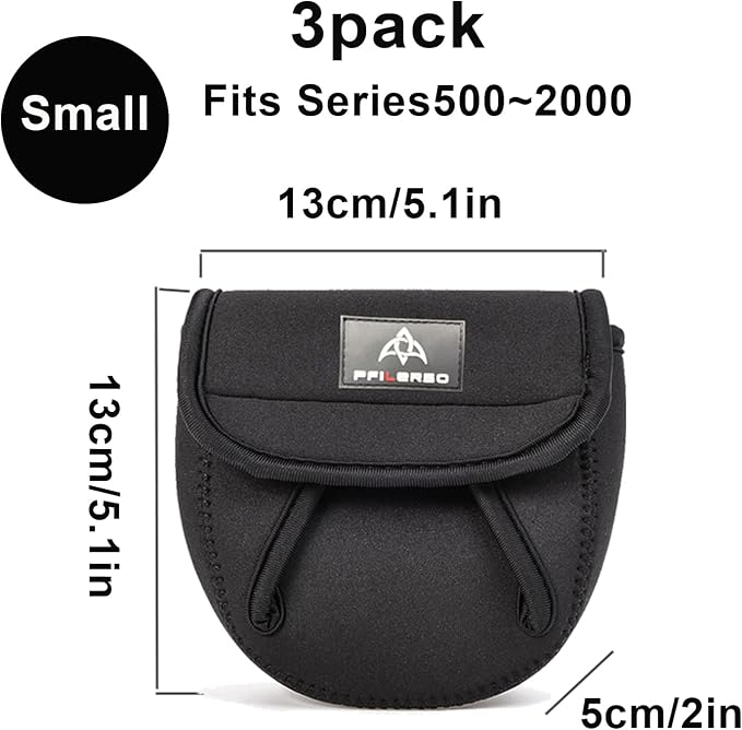 3Pcs Fishing Spinning Reel Covers Bag Baitcasting Trolling Fishing Reel Protective Case Pouch Sleeve Gloves Fishing Bags Fits 1000-8000 Series Reel 3Size (Samll-3Pack)