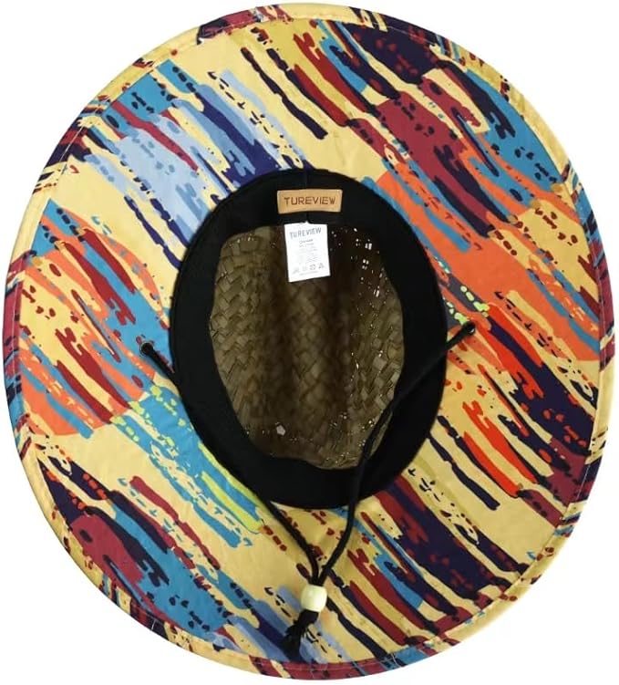 Men's and Wowen's Lifeguard Straw Hat Wide Brim Beach Hat Sun Protection Outdoor Hat for Fishing Hiking