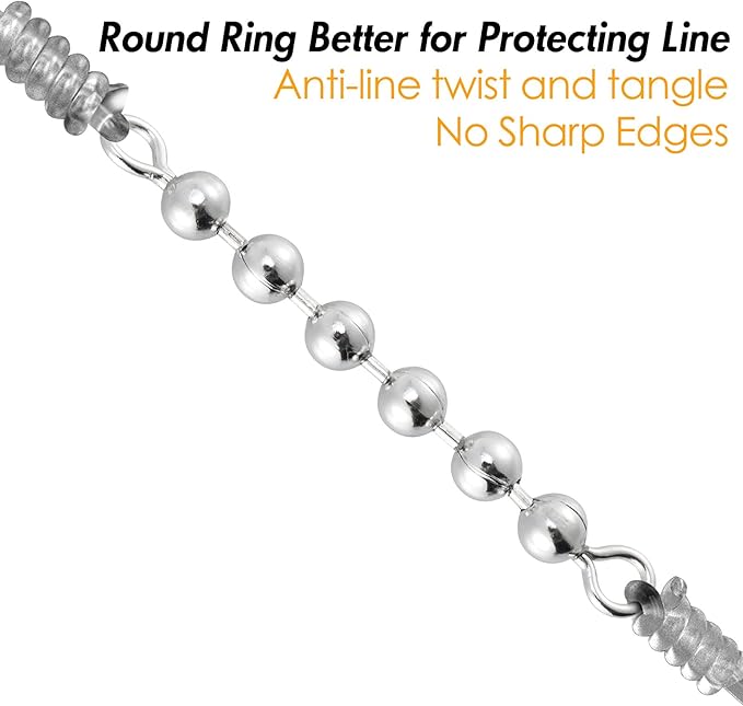 Dr.Fish 20 Pack Fishing Bead Chain Swivels Stainless Steel High Speed Trolling Swivels Fishing Tackle Rig Fishing Gear Freshwater Saltwater Salmon Walleye
