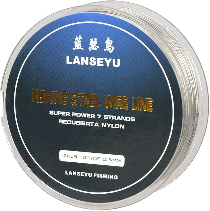 0.5mm 100 Metres 26 Pound Fishing Steel Nylon Coated 1x7 Stainless Steel Leader Wire Super Soft Lines