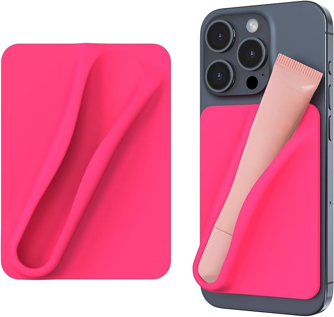 DOB SECHS Silicone Lip Holder for Cell Phone Lipstick Lip Glaze Phone Case Adhesive Back Stick On Holder for iPhone and Android Smartphone, Dark Peach