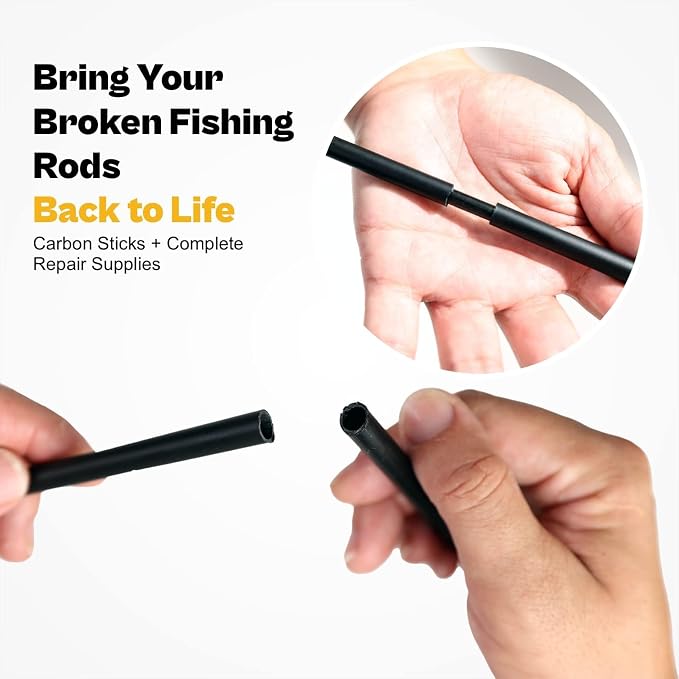 Fishing Rod Repair Kit Complete,Full Supplies with Glue for Freshwater & Saltwater Broken Fishing Pole Repair with Carbon Fiber Sticks,Rod Building Epoxy Finish