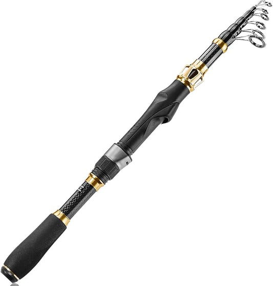 PLUSINNO Fishing Rod and Reel Combo, Telescopic Fishing Pole Kit with Spinning Reel, Tackle Box, Fishing Lures and Travel Carrying Bag, Fishing Gear Gifts for Men