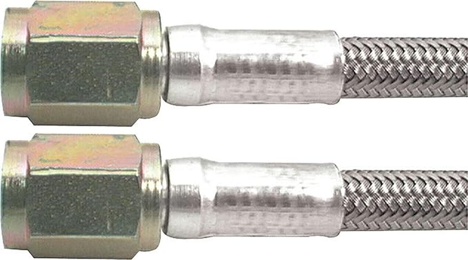 Allstar Performance Brake Hose, 40 in Long, 3 AN Hose, 3 AN Straight Female to 3 AN Straight Female, Braided Stainless, PTFE Lined, Each