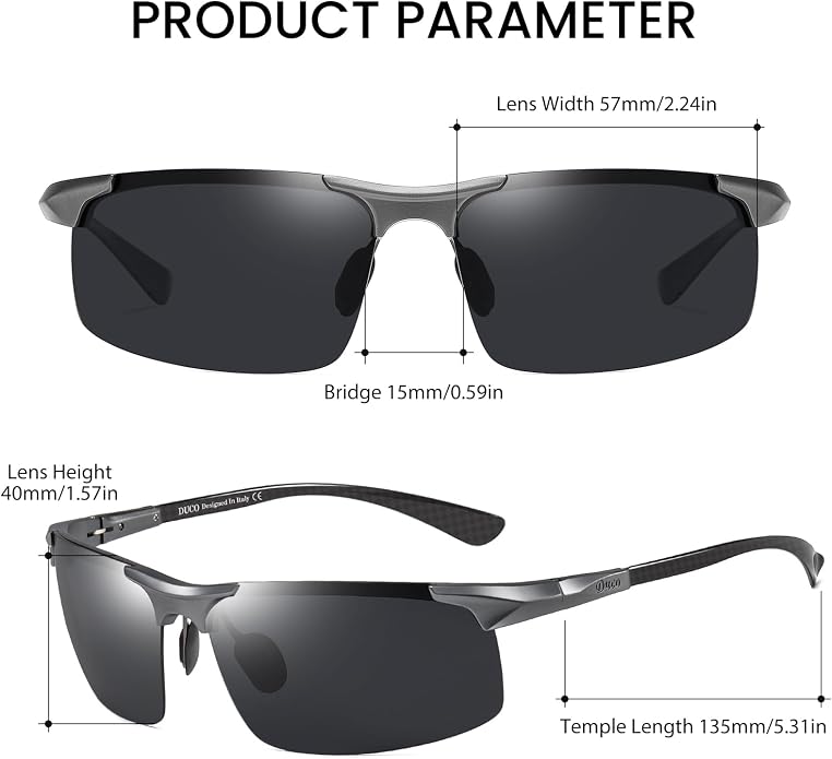 DUCO Polarized Sunglasses Mens Ultralight Carbon Fiber Sun Glasses for Men Driving Sports Fishing UV400 Protection DC8277