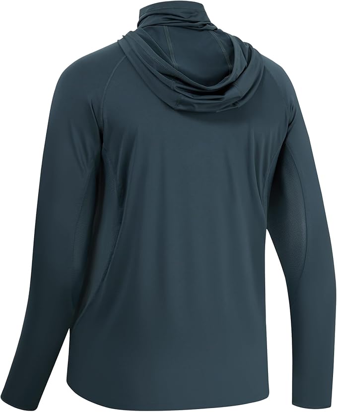 BASSDASH UPF 50+ Men’s Long Sleeve Fishing Shirt with Mask UV Neck Gaiter Hoodie