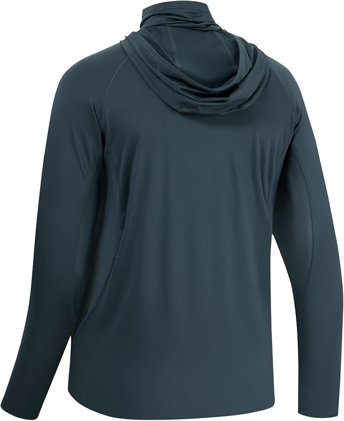 BASSDASH UPF 50+ Men’s Long Sleeve Fishing Shirt with Mask UV Neck Gaiter Hoodie