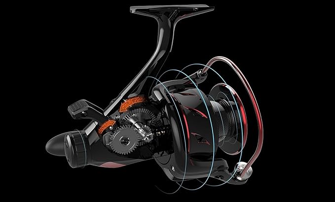 KastKing Sharky Baitfeeder III Spinning Reel 10+1 Shielded Stainless Steel BB - Carbon Fiber Drag for Live Liner Bait Fishing Action