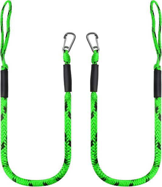4 Feet Bungee Dock Line with Stainless Steel Clip & Foam Float 2pcs, Mooring Rope for Docking with Built-in Snubber, Ideal Boat Accessories for PWC, Jet Ski, SeaDoo, Kayak, Pontoon, Canoe