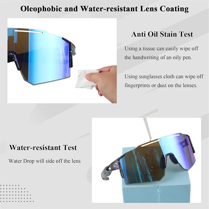 Ukoly Cycling Sunglasses for Men Women with 3 Interchangeable Lenses, Polarized Sports Sunglasses, Baseball Sunglasses
