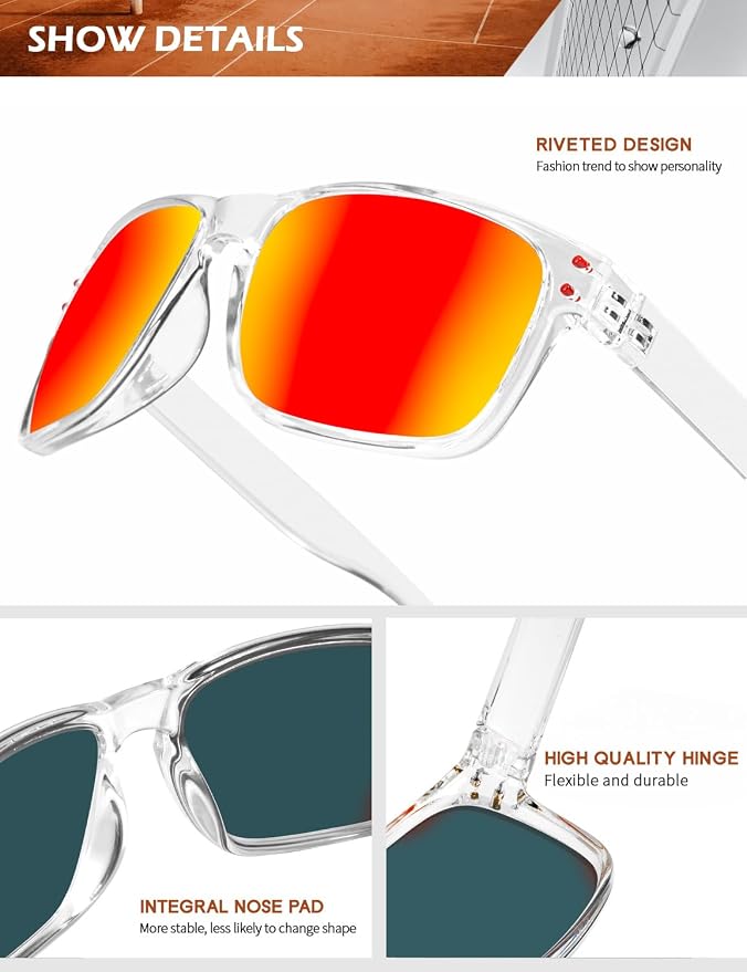 KALIYADI Polarized Sunglasses for Men and Women Vintage Style Sun Glasses for Fishing Running Driving with UV Protection