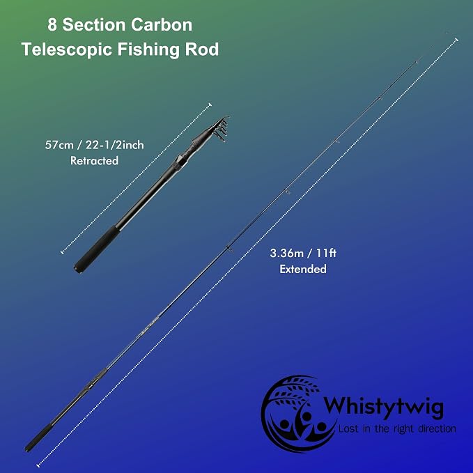 Whistytwig Carbon Fiber Telescopic Fishing Rod - Portable Collapsible Design for Travel and Adventure - Versatile Saltwater and Freshwater Fishing Pole
