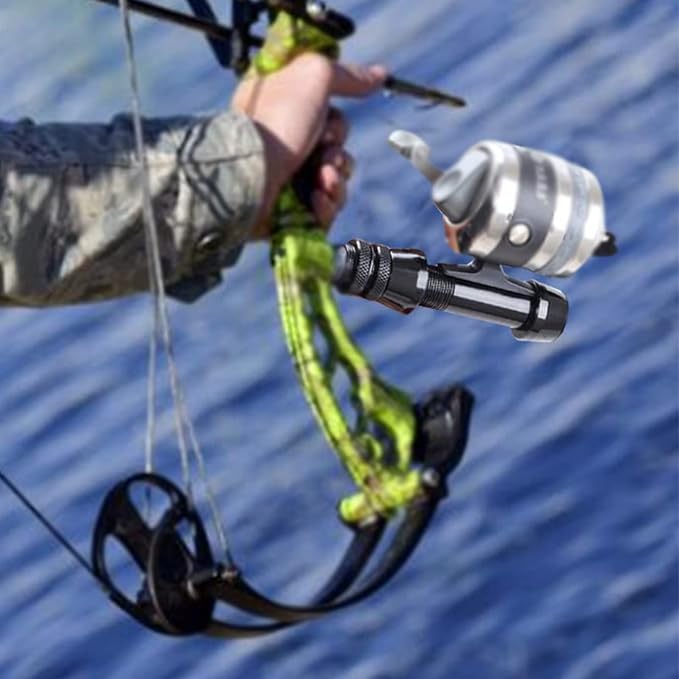 Bowfishing Reel Seat Mount - Archery Bow Fishing Reel Mount Heavy Duty Aluminum Spinning Reel Seat Set for Compound and Recurve Bow Hunting Fishing Rod (Black)