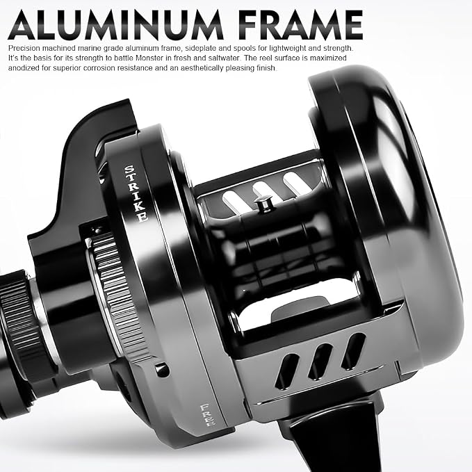 Jigging Reel Conventional Reels - Lever Drag Saltwater Heavy Duty Deep Ocean Big Game Offshore Round Aluminum Trolling Reel - Black Saltwater Jigging Fishing Reels