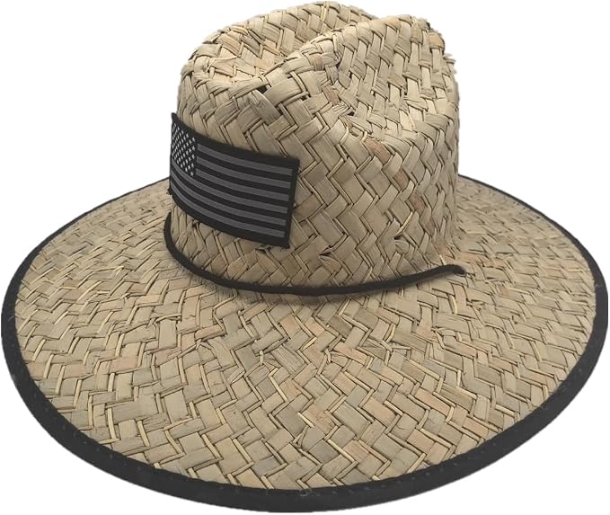Men's and Wowen's Lifeguard Straw Hat Wide Brim Beach Hat Sun Protection Outdoor Hat for Fishing Hiking