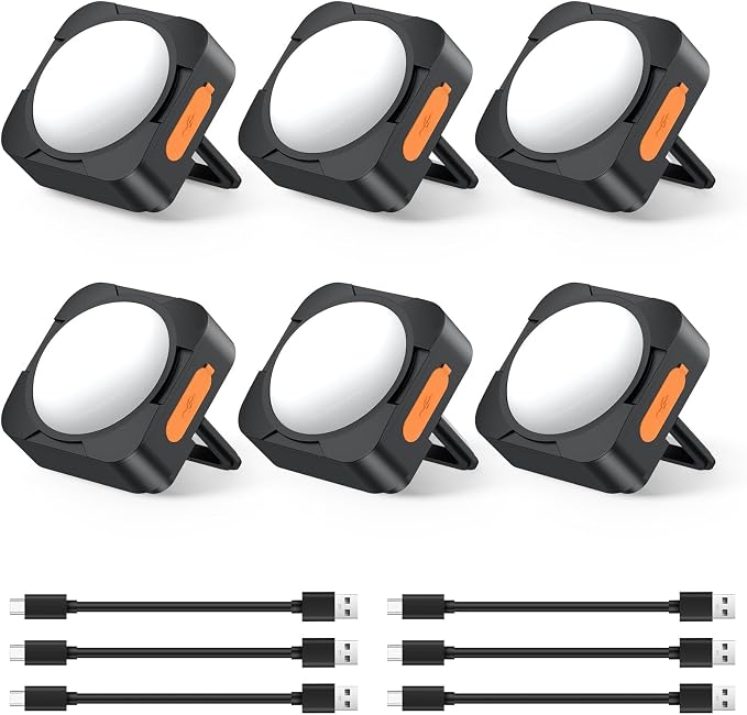 Rechargeable Camping Lights FLY2SKY 2Pcs Black Tent Lights Mini Flashlight Portable LED Camping Lantern Survival Gear Camping Accessories for Hiking Backpacking Fishing Hurricane Emergency Outage