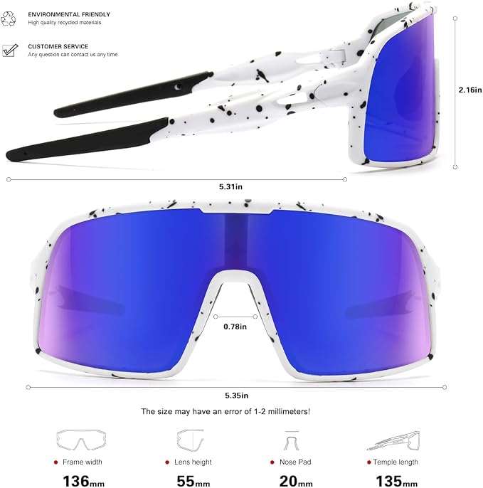 SEKKAF Polarized Sports Sunglasses for Men and Women Cycling Glasses UV Protection Goggles for Mountain Bike Running Fishing