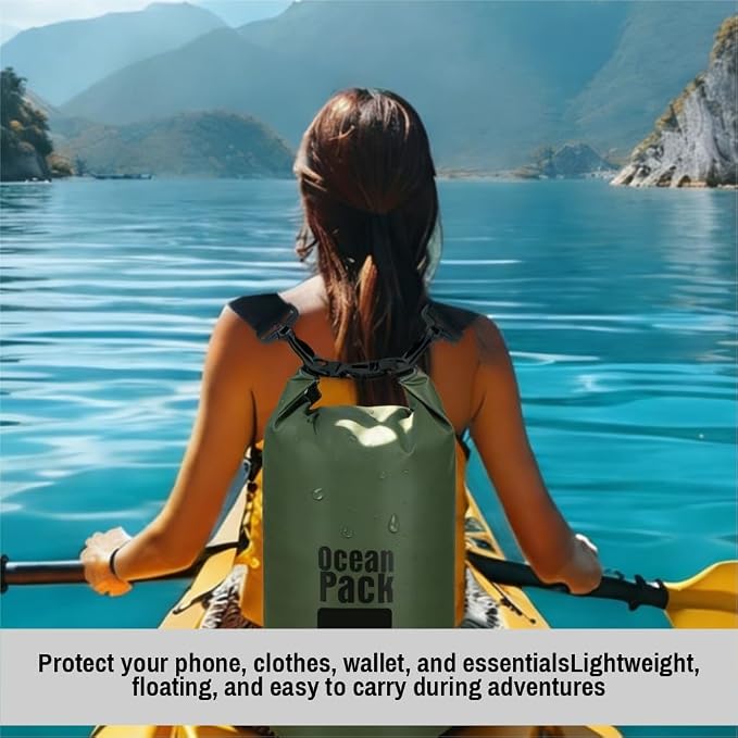 Waterproof Dry Bag Set of 3 (15L 20L 30L) - PVC Roll Top Dry Bags Waterproof - Backpack for Kayaking, Camping, Beach & Travel (Military Green)