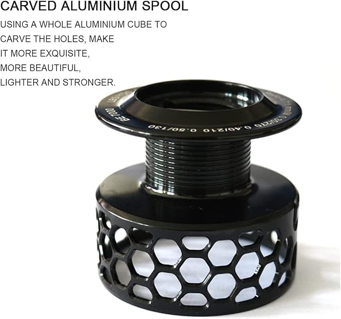 Fishdrops Spinning Fishing Reels 12+1BB Ultra Lightweight Carved Aluminum Spool Reels Affordable Smooth Spinning Reels