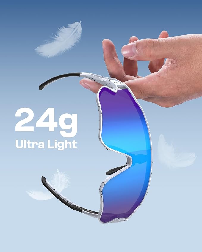 DUCO Polarized Sports Sunglasses for Men Women: UV400 Protection 24g Wrap Around Glasses for Baseball Running Hiking DC0023
